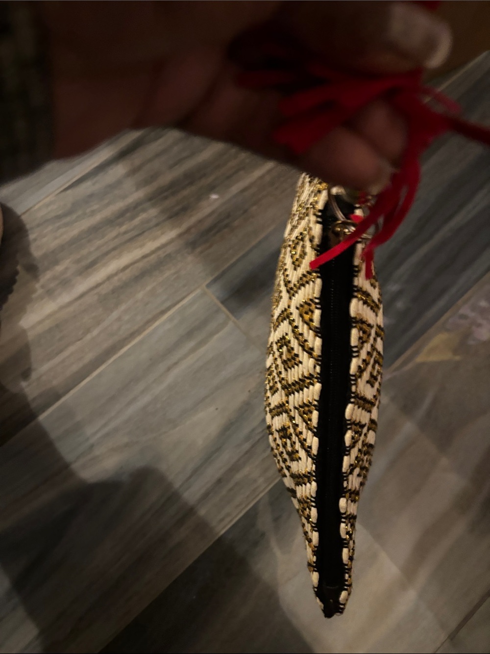 Alix Of Bohemia Black & Cream Woven Geometric Wristlet